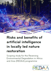Cover of the report 'Risks and benefits of artificial intelligence in locally led nature restoration'