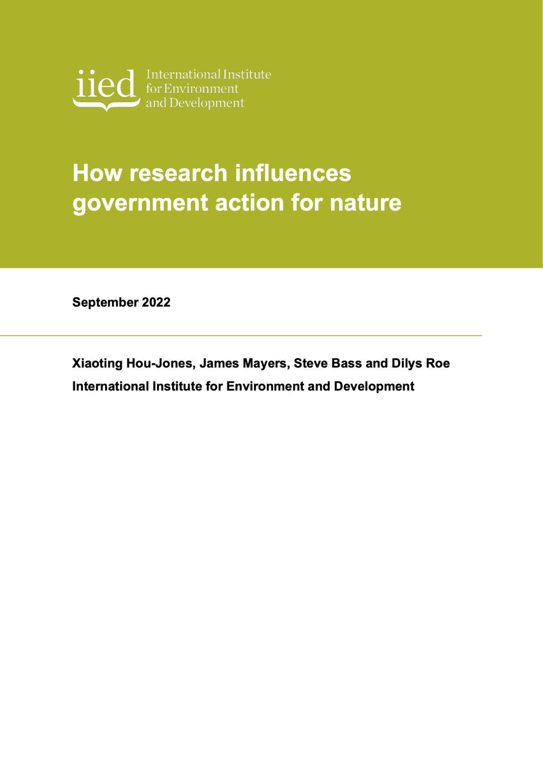 How research influences government action for nature